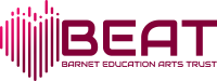 Barnet Education Arts Trust logo, which features a purple heart stylised in the form of sound bars, to the right of the words BEAT.