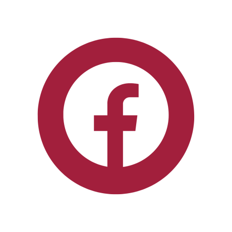 Burgundy circle with white Facebook logo