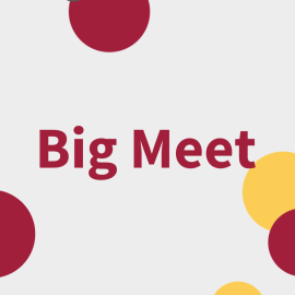 The words 'Big Meet' centred on a background of the following description: Music Mark colours in circles of Red, Yellow and grey on a light grey background