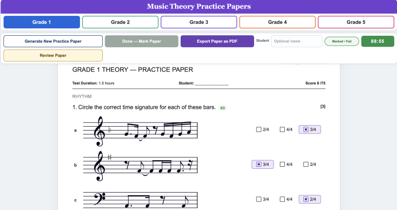 Music Theory Practice Papers Grades 1-5 | Music Mark