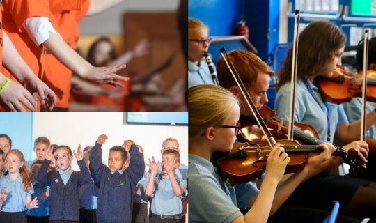 Children making music