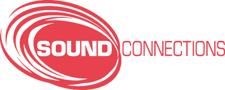 Salmon coloured logo reading 'Sound Connections'