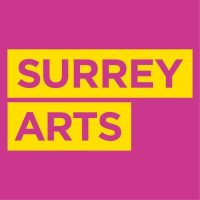 Pink and Yellow Surrey Arts logo