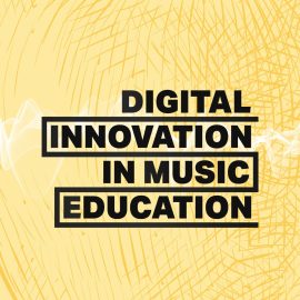 Logo showing text "Digital innovation in Music Education" on yellow background.