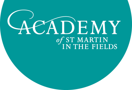 Academy of St Martin in the fields turquoise and white logo.