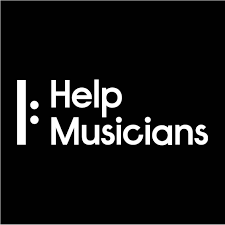 Help Musicians logo in white over black background