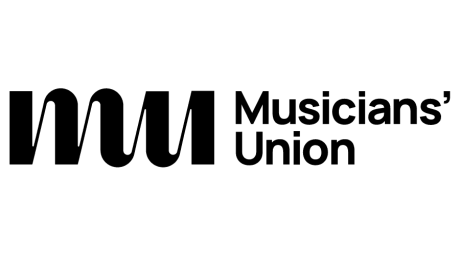 Musicians' Union black logo over white background